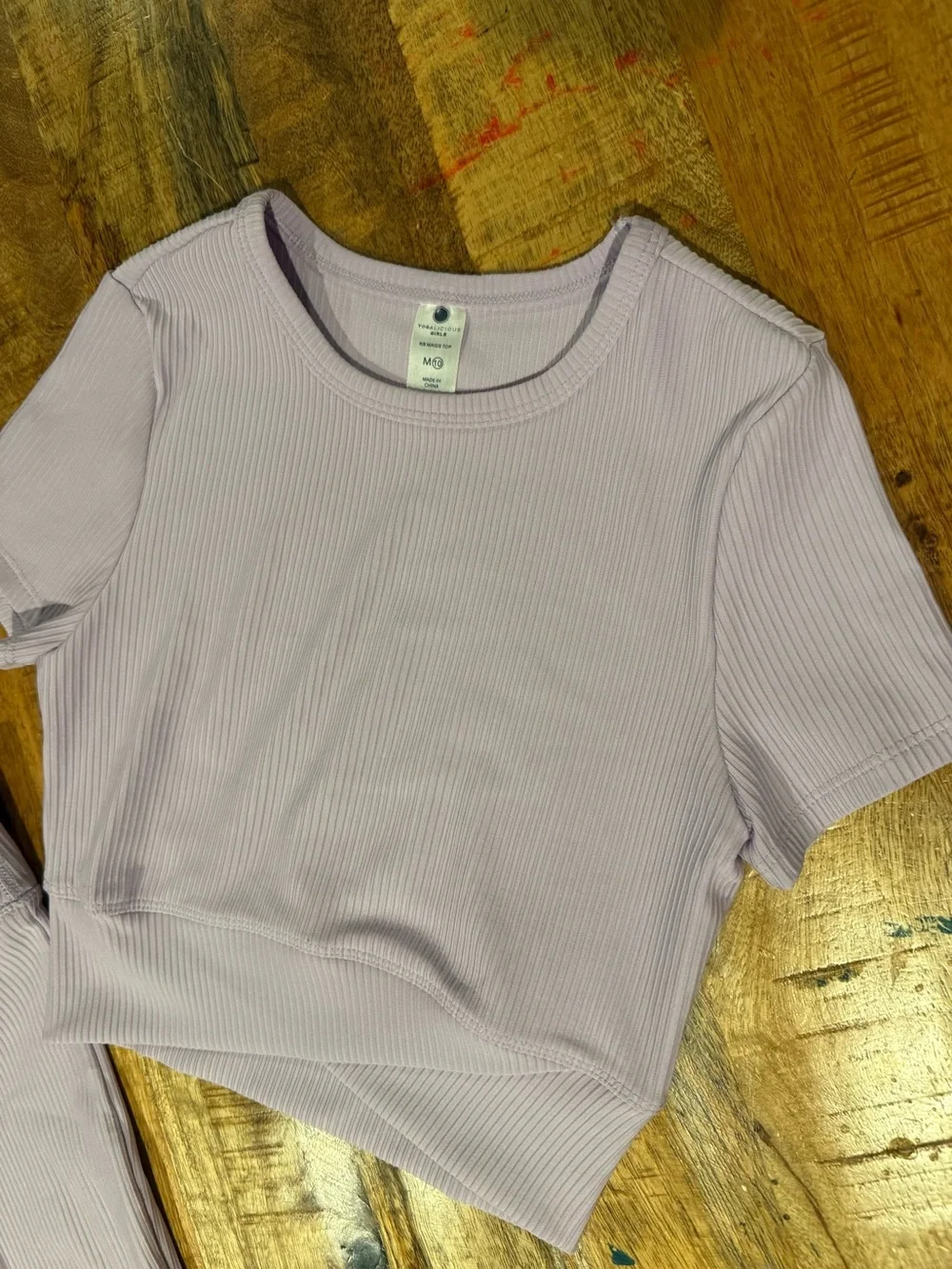 Yogalicious Girls Light Purple Flare Bottoms & Short Sleeve Set Size Medium 10